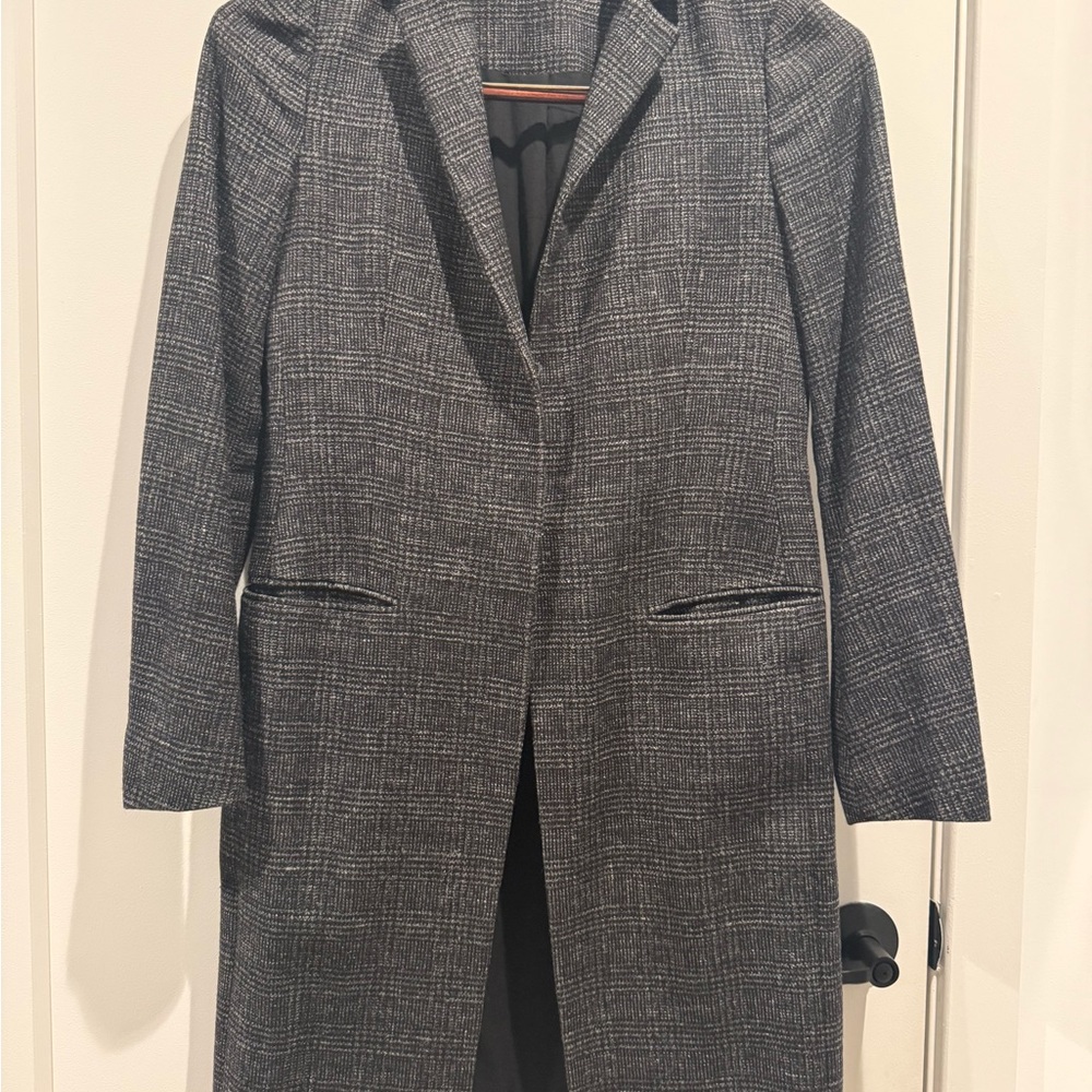 All Saints Charcoal Houndstooth Coat